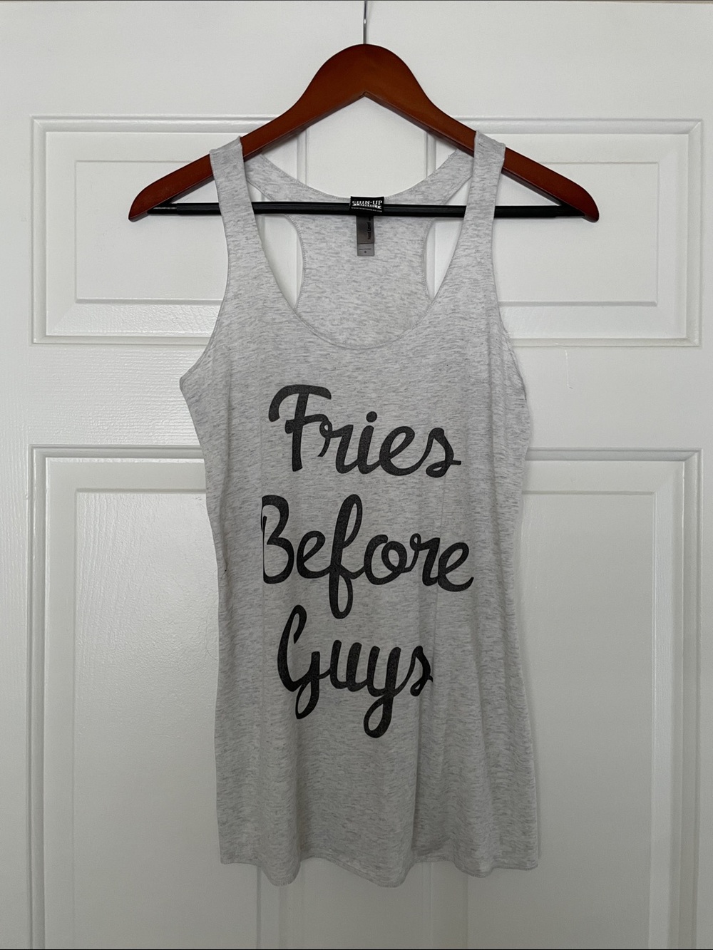 Chin Up Apparel Light Gray 'Fries Before Guys' Racerback Tank